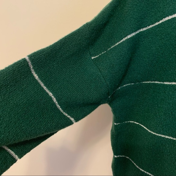 Kim Rogers Green & Silver striped sweater. - Picture 2 of 4
